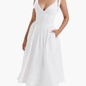 House of CB Linen Corset Midi Dress